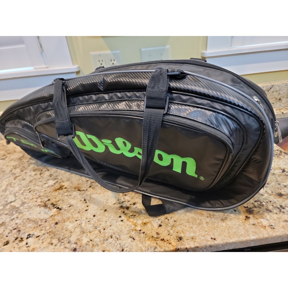 Wilson Tour 6 Tennis Racket Racquet Backpack Black Green New Without Tags